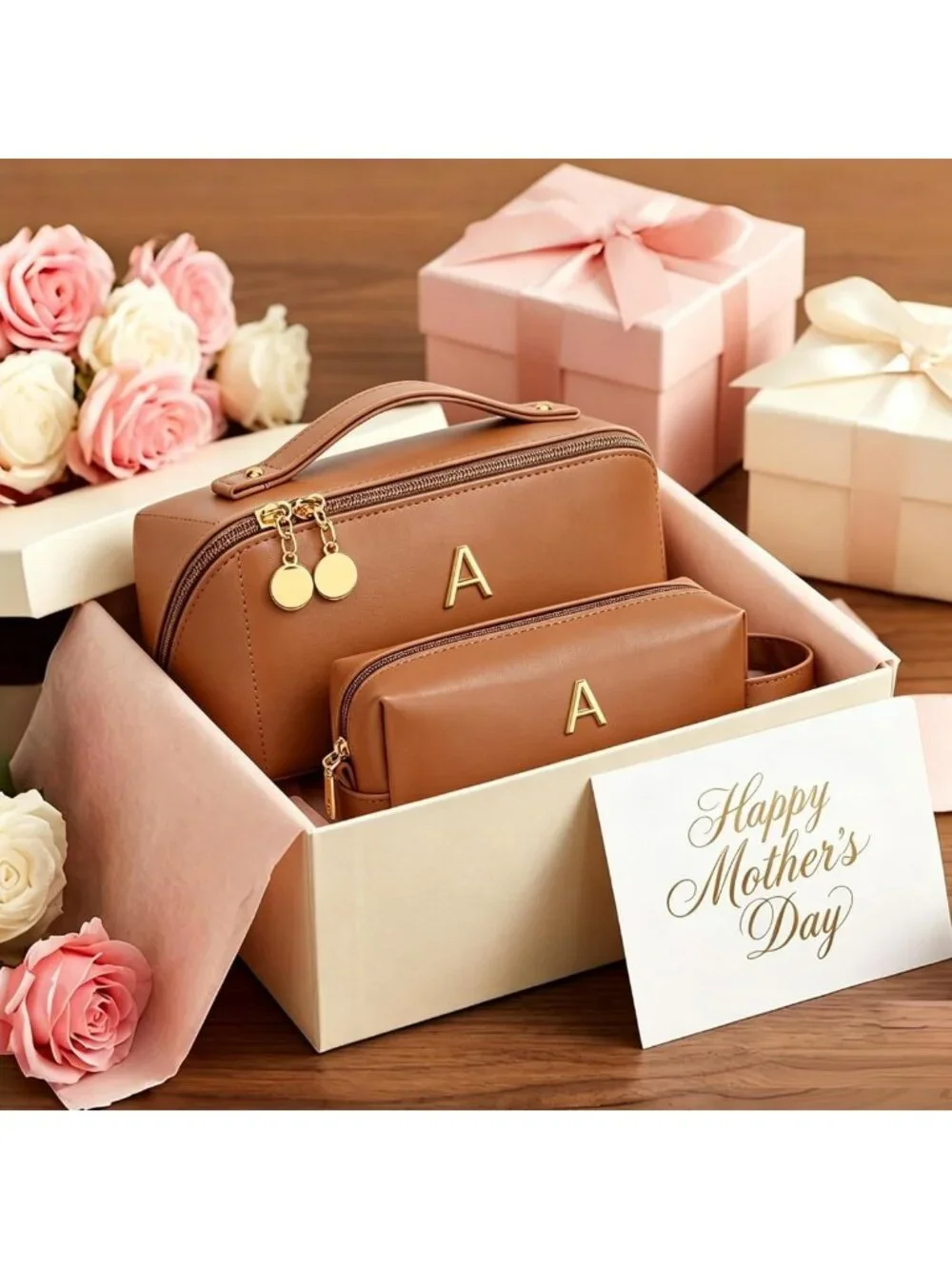 Personalized Initial Makeup Bag for Women | Travel Toiletry & Cosmetic